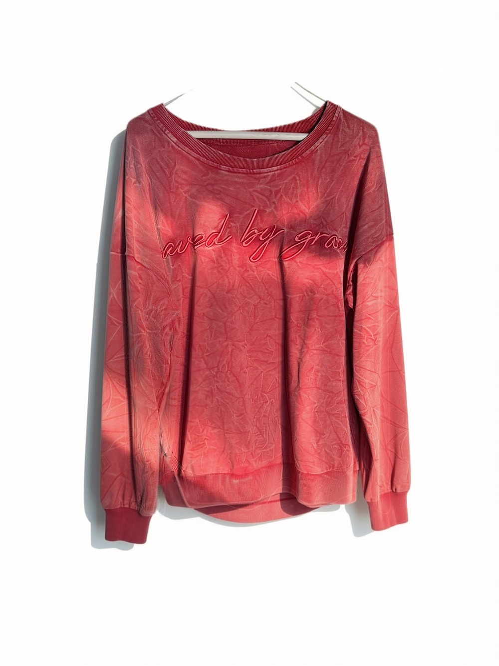 Source Unknown Red Crewneck Sweatshirt with Script Detail